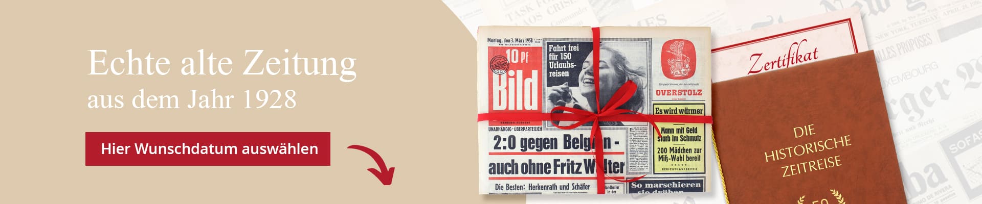 Historische Zeitung aus dem Jahr 1928