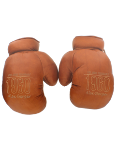 Gants de boxe rétro en cuir véritable avec gravure