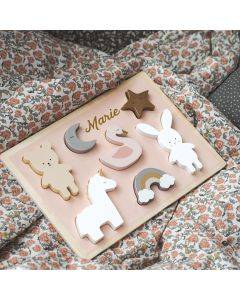 Holz-Steckpuzzle Einhorn personalisierbar