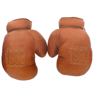 Gants de boxe rétro en cuir véritable avec gravure