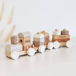 Tren de madera turrón personalizable