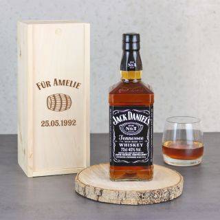 Jack Daniel&#039;s Whisky in personalisierbarer Holzkiste